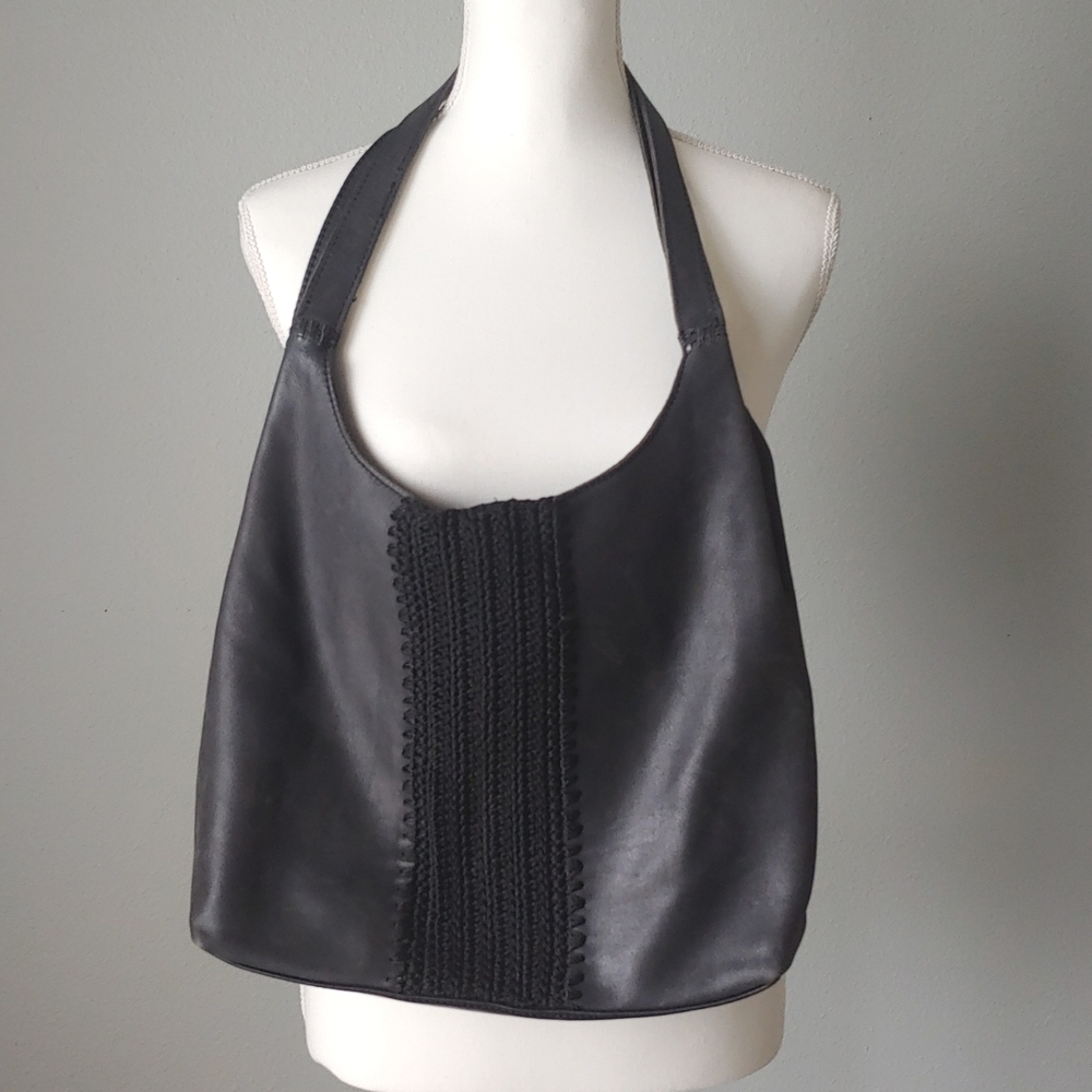 The Sak | Black Leather Double Handle Shoulder Purse